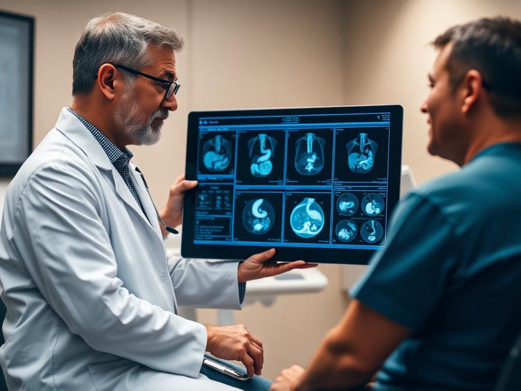 Doctor reviewing GI scan results with patient