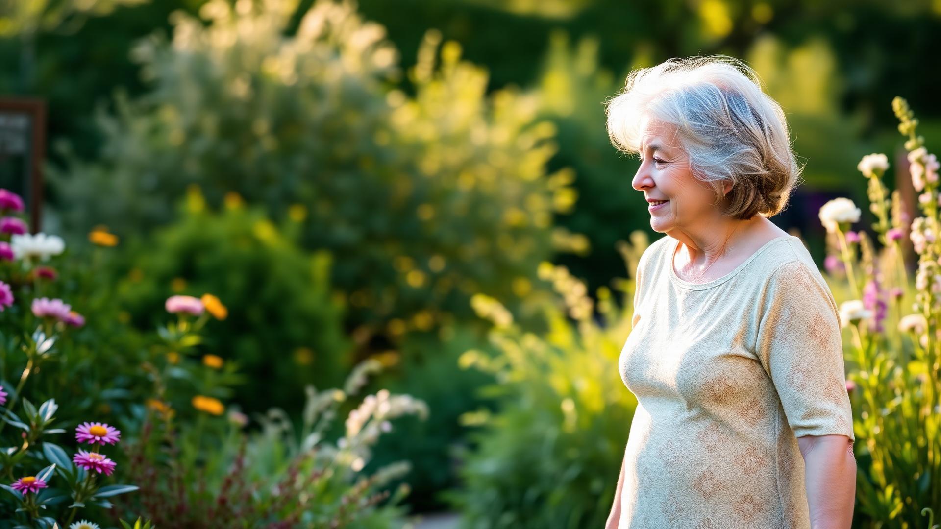 Woman walking in nature during cancer recovery