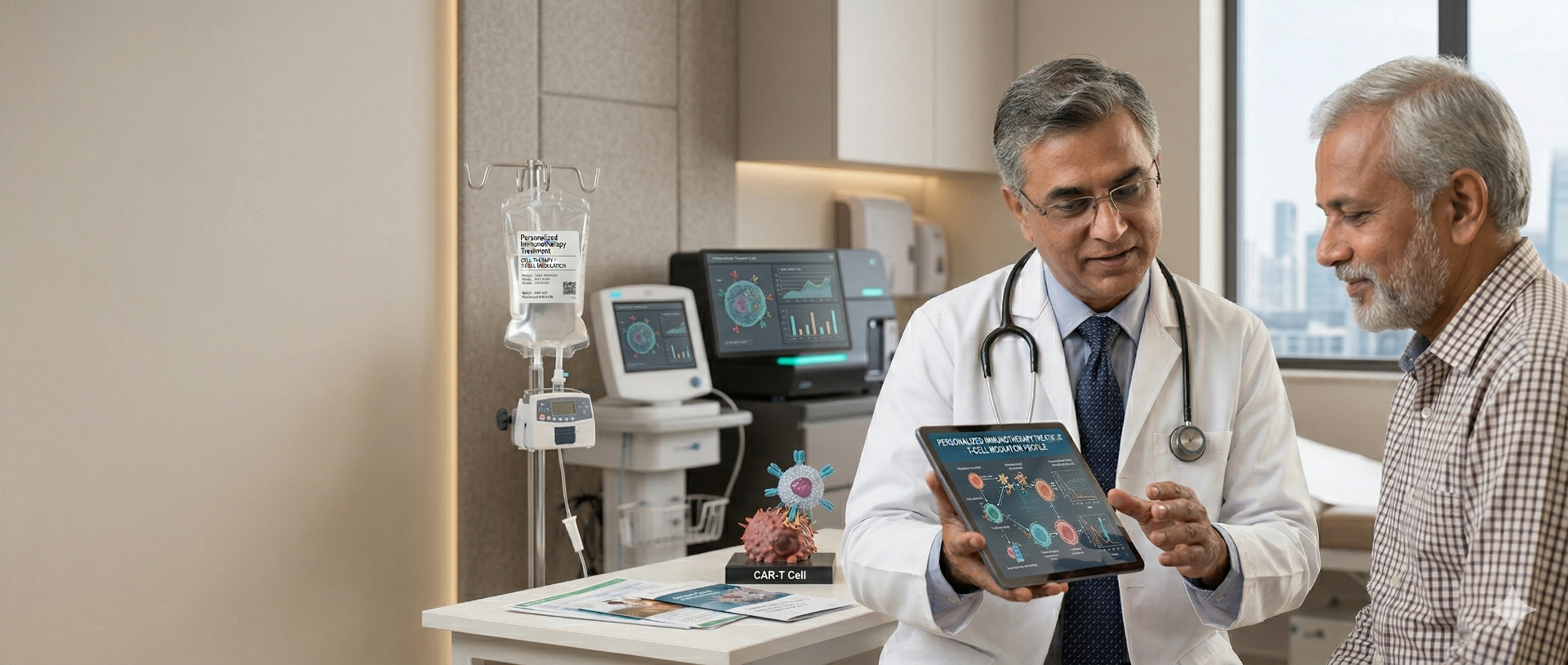 Oncologist reviewing molecular test results